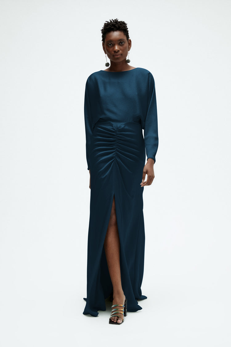 Hammered Satin Dolman Sleeve Gown, dress from Collection Evening by Amsale, Fabric: hammered-satin