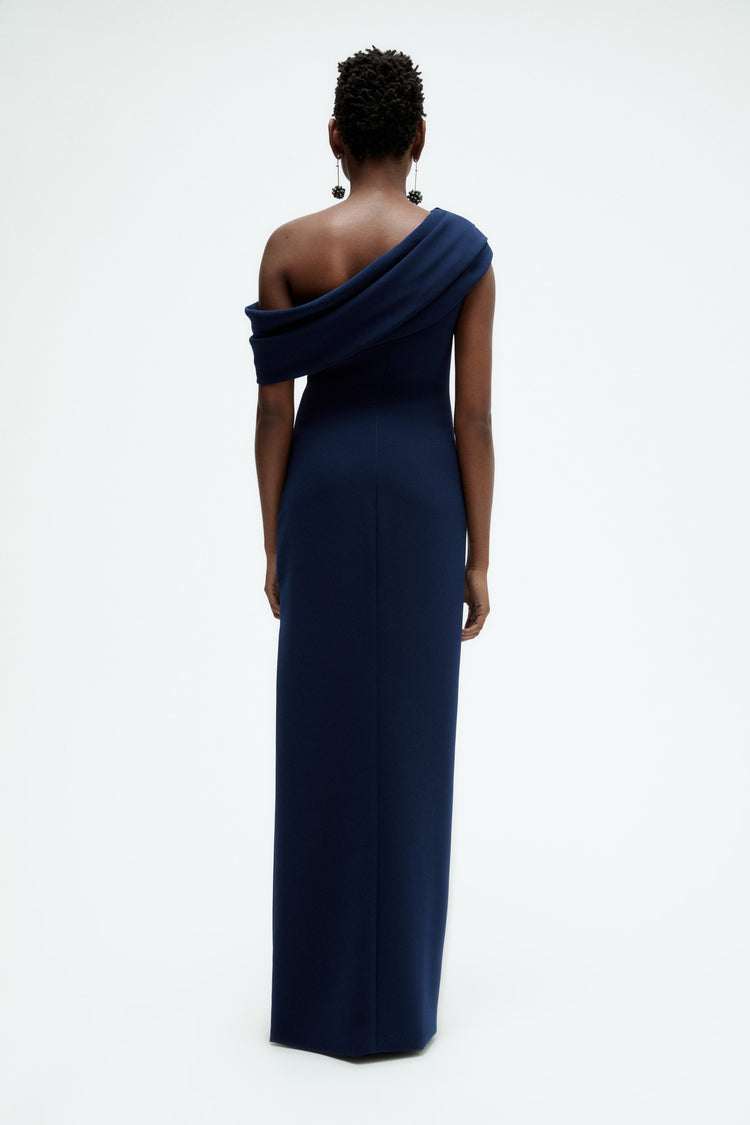 Draped off-the-shoulder Gown Magenta / 12