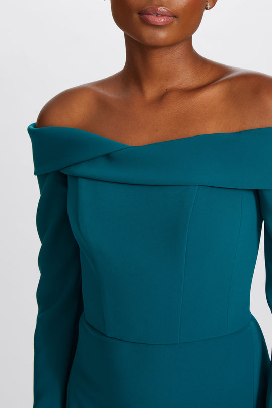 P625 - Crepe Off-the-Shoulder Gown