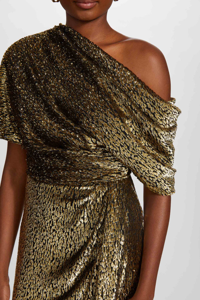 Product Gold Lamé Draped Slouch Gown Image