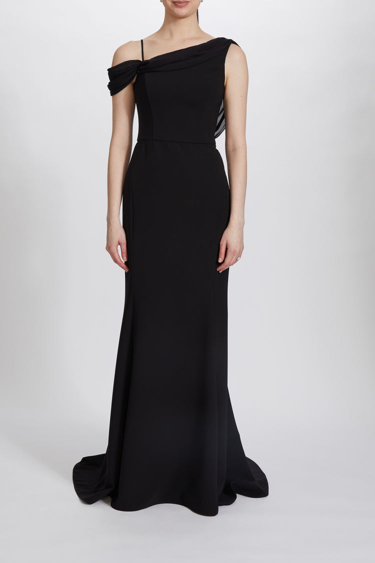 P641 - Crepe Draped Fit-to-Flare Gown, dress from Collection Evening by Amsale, Fabric: italian-stretch-crepe