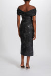 P645 - Jacquard Tea-Length Dress, dress from Collection Evening by Amsale, Fabric: tonal-jacquard