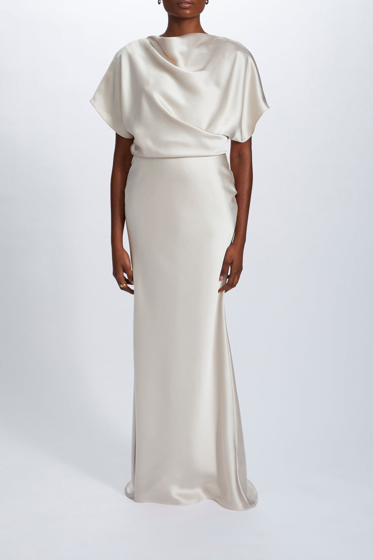 Fluid Satin Draped Gown, dress from Collection Evening by Amsale, Fabric: fluid-satin