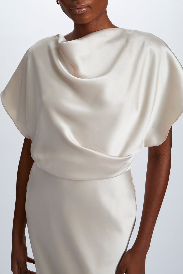 amsale draped satin one shoulder dress Amsale Draped Satin One Shoulder Dress