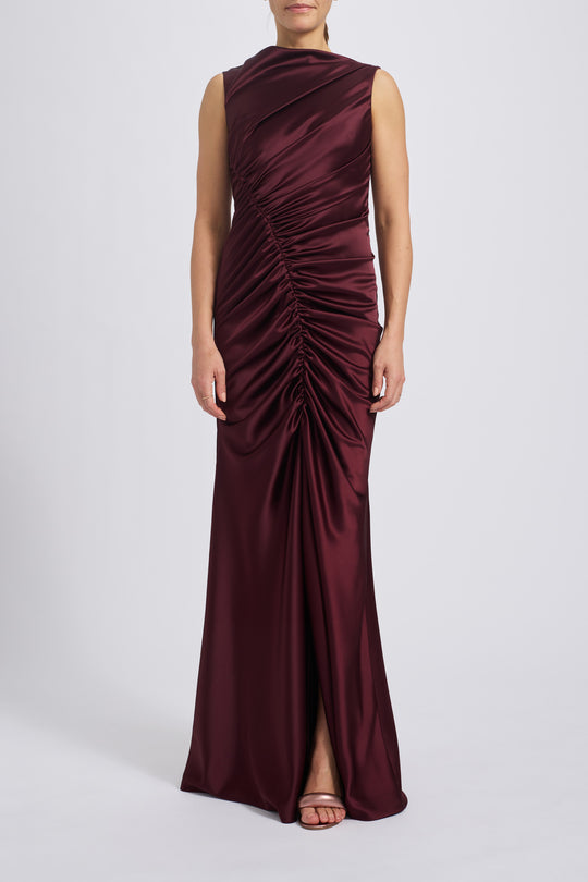 Fluid Satin Asymmetric Dress, $875, dress from Collection Evening by Amsale, Fabric: fluid-satin