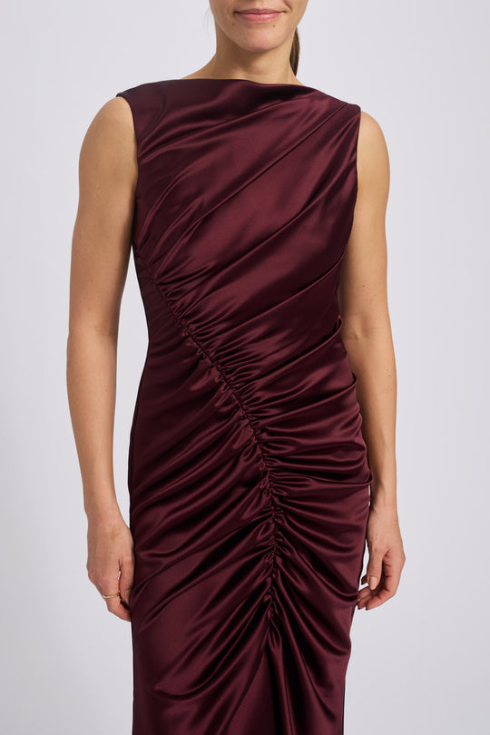 Fluid Satin Asymmetric Dress, $875, dress from Collection Evening by Amsale, Fabric: fluid-satin