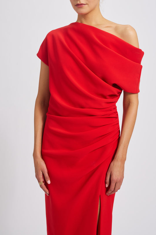 Stretch Crepe Slouch Dress, $995, dress from Collection Evening by Amsale, Fabric: crepe