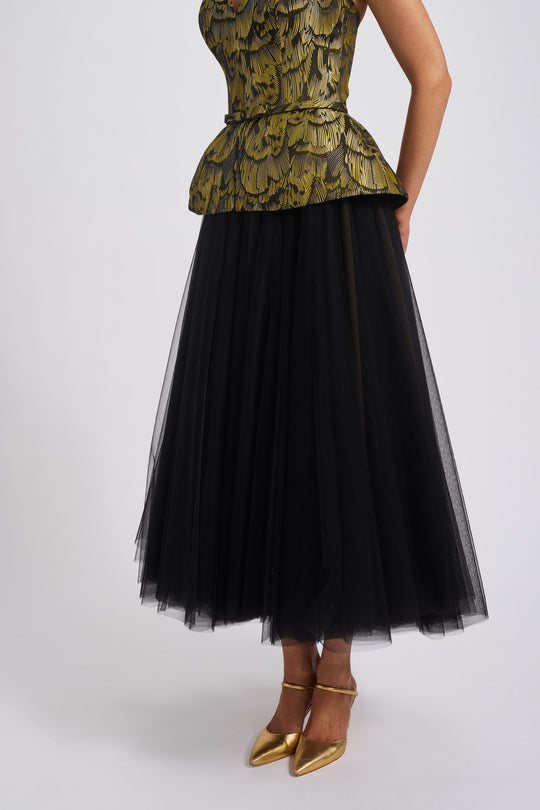 Jacquard Peplum Corset Dress, $1,495, dress from Collection Evening by Amsale, Fabric: jacquard