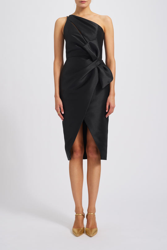 Mikado One Shoulder Bow Dress, $775, dress from Collection Evening by Amsale, Fabric: mikado