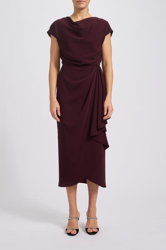 Technical Crepe Cowl Dress, $625, dress from Collection Evening by Amsale, Fabric: crepe