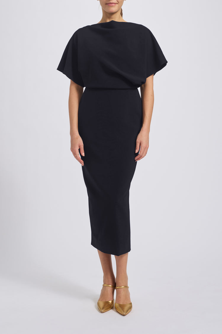 Draped Bias Midi Dress, dress from Collection Evening by Amsale, Fabric: crepe