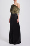 Gold Lamé Draped Jumpsuit, dress from Collection Evening by Amsale, Fabric: lame-velvet-satin