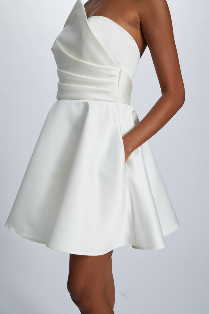 satin asymmetrical dress Duchess Satin Mini Dress Ivory / 14