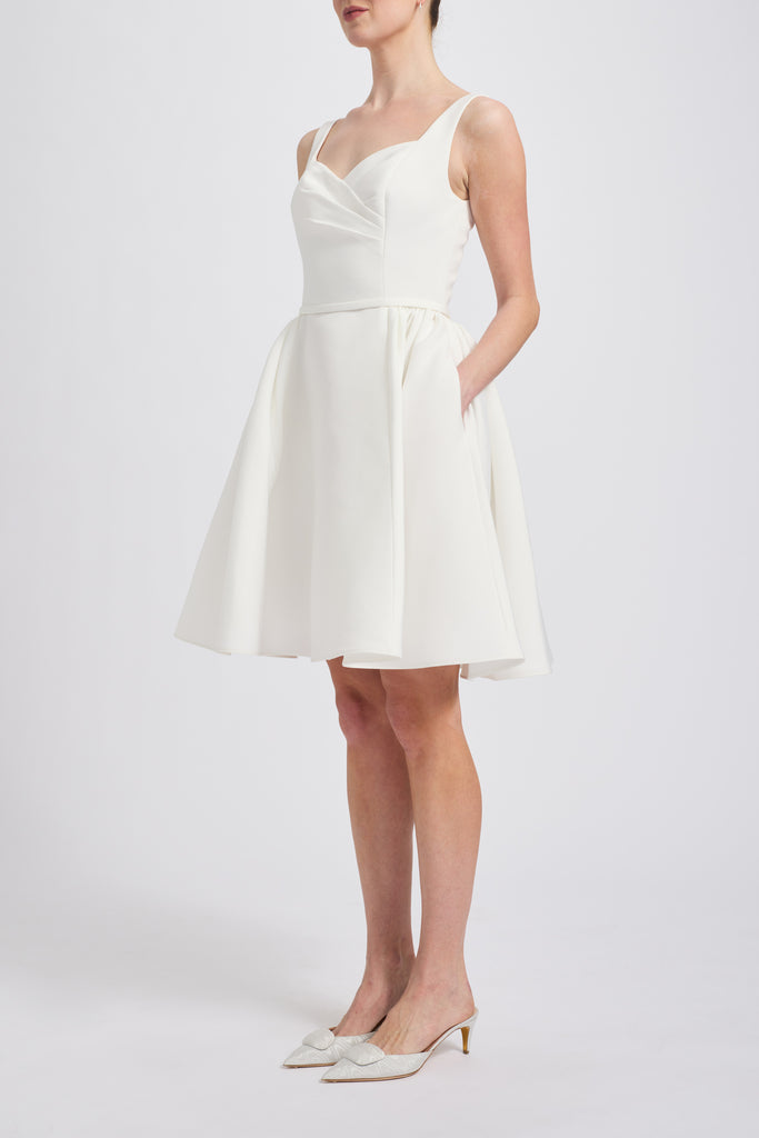 Faille Side Gather Dress Silk-white / 6 | Amsale Faille Side Gather Dress Silk-white / 6 | Amsale