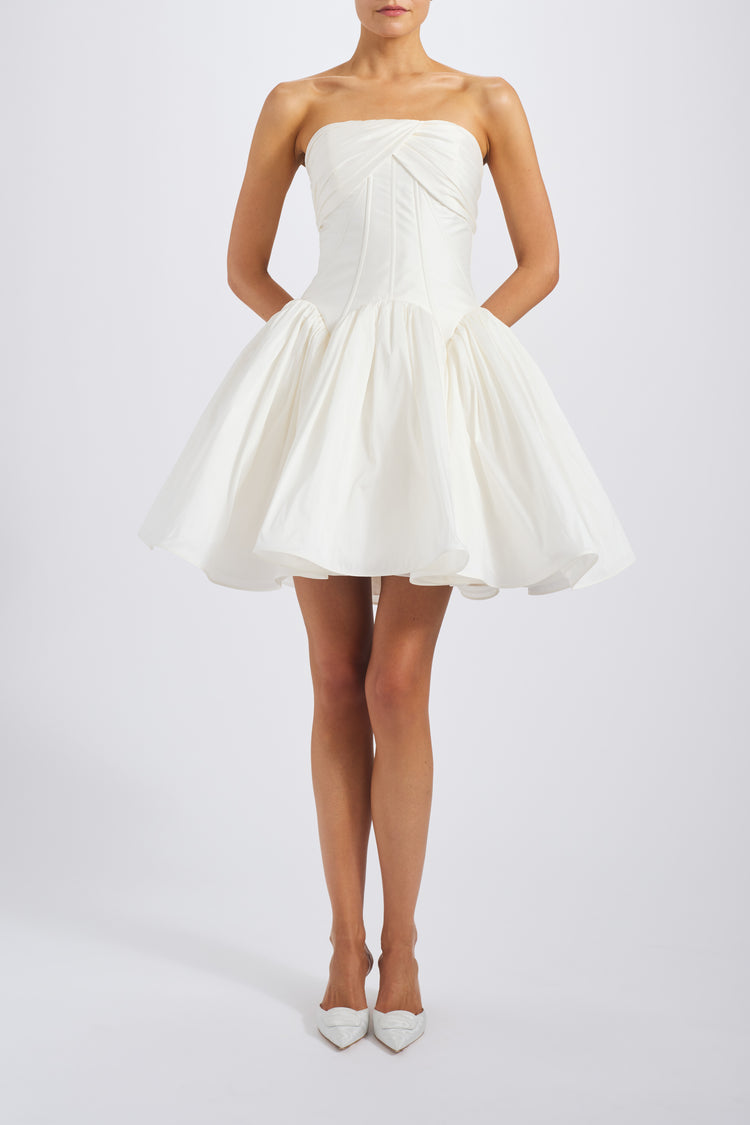 Image number 2: Taffeta Drop-Waist Dress, front view