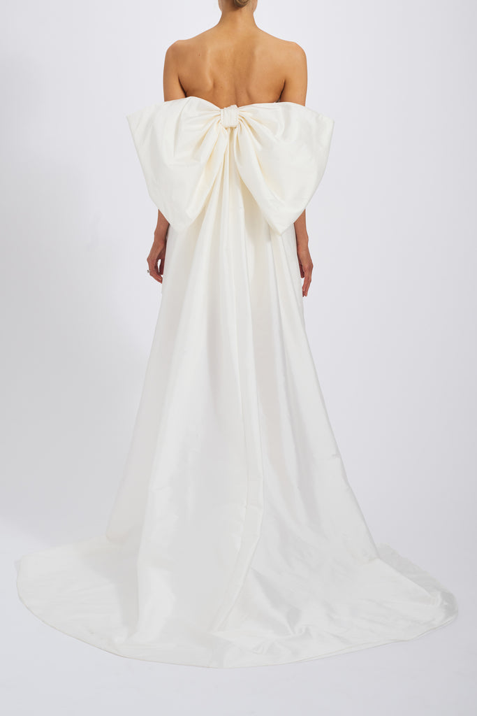 Product Duchess Satin Mini Dress with Taffeta Train Image