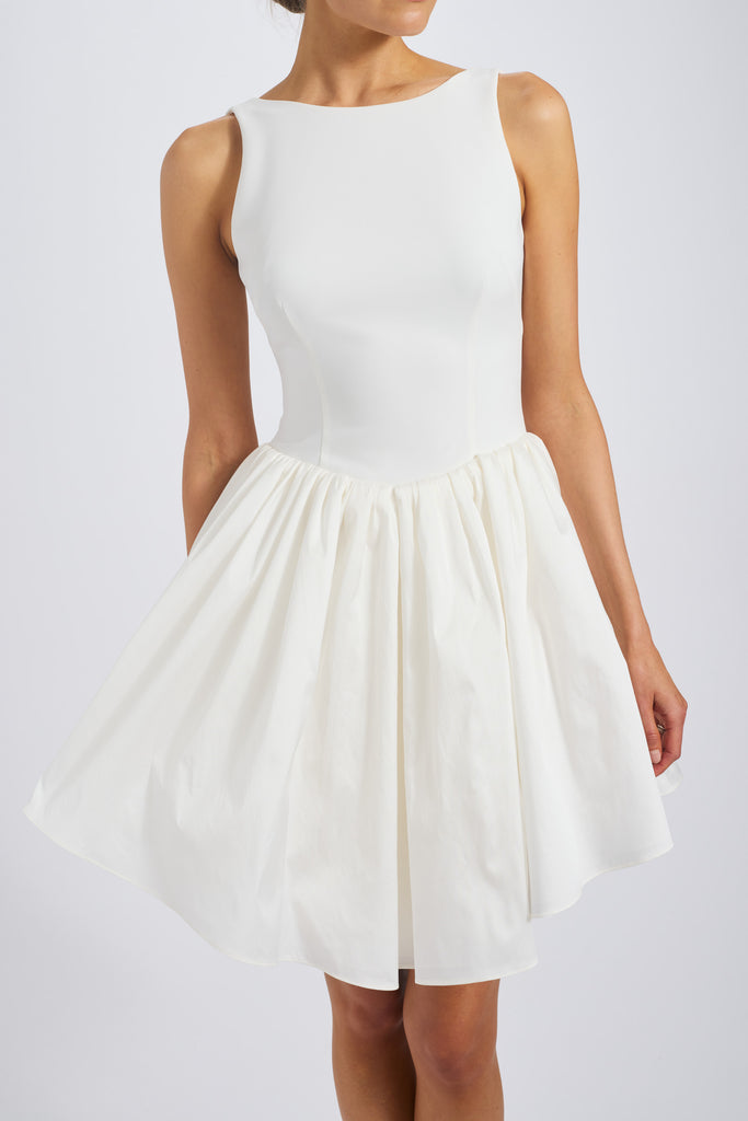 short white sleeveless dress Drop-waist Short Dress – Amsale