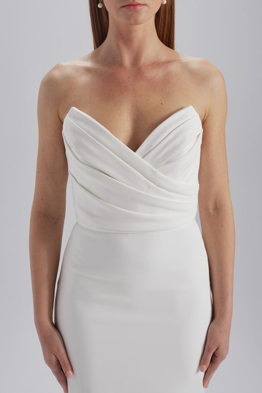 Strapless Scuba Crepe Dress, $795, dress by color from Collection Little White Dress by Amsale