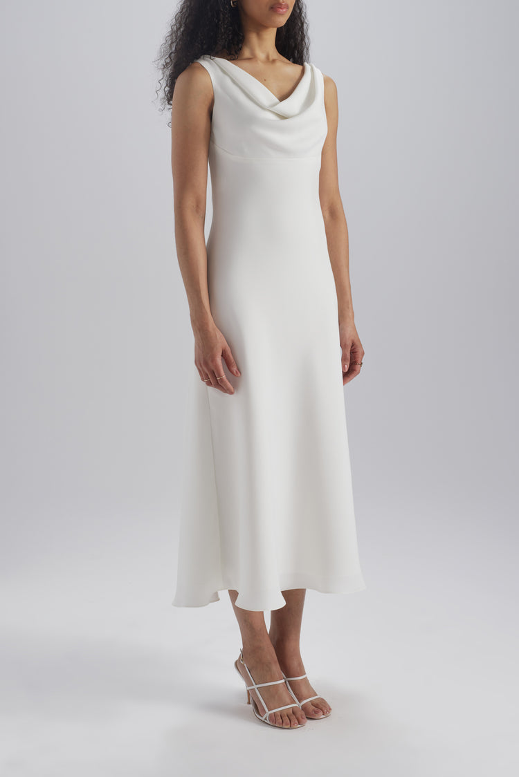 Bias Cut Scarf Dress Ivory / 4