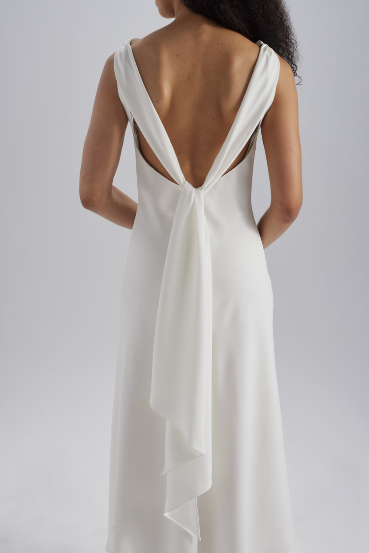 Bias Cut Scarf Dress Ivory / 4