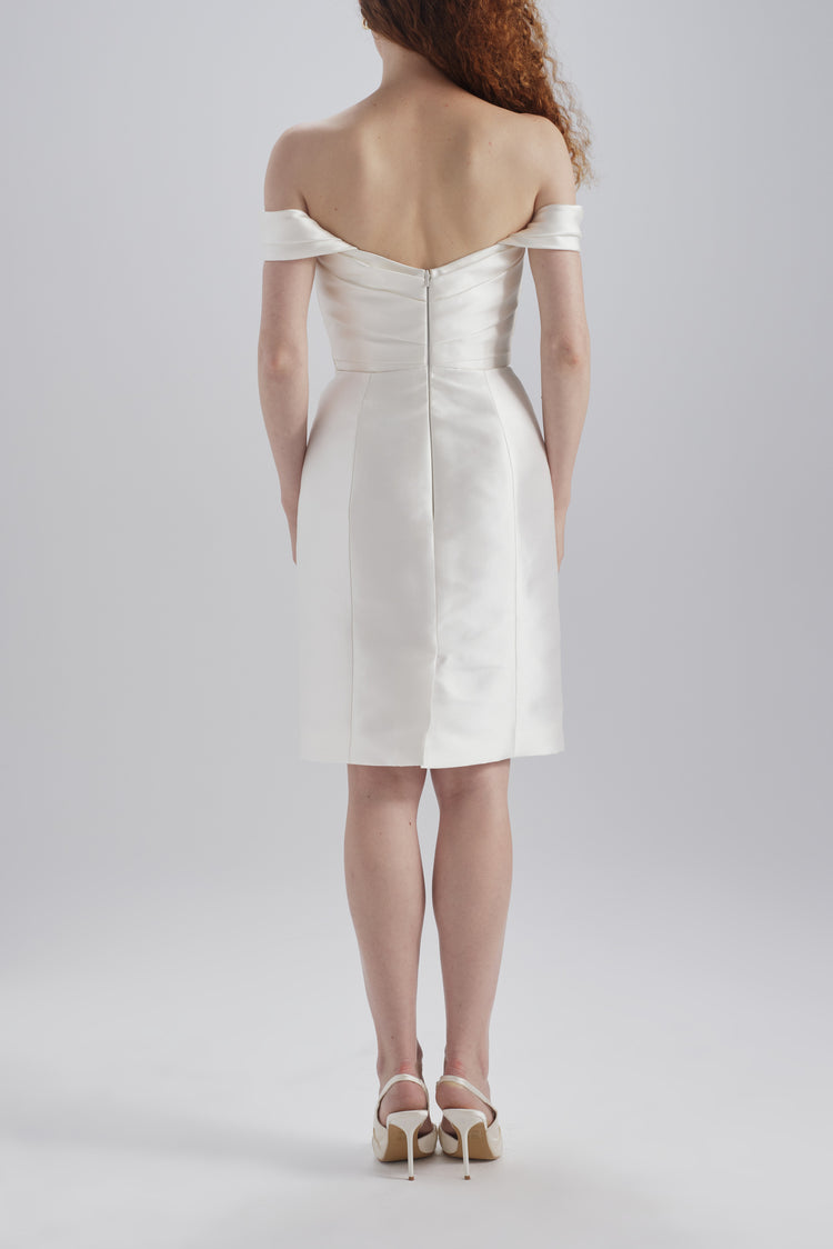 Mikado Draped Shoulder Dress Ivory / 22