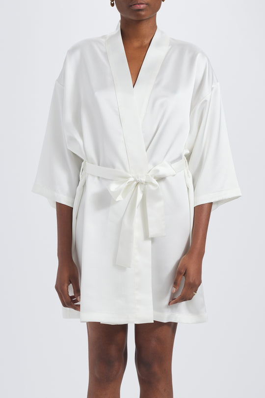 Fluid Satin Robes, $250, dress from Collection Accessories by Amsale, Fabric: fluid-satin