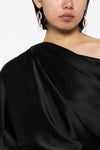 Fluid Satin Off-the-Shoulder Gown, dress from Collection Evening by Amsale, Fabric: fluid-satin