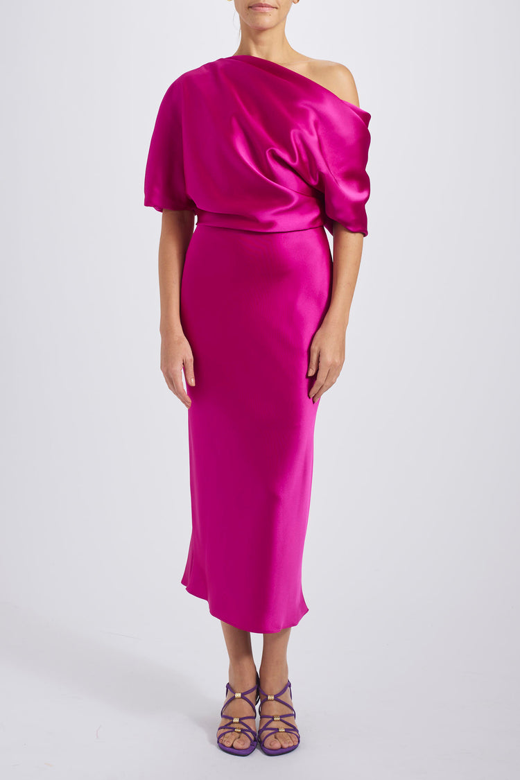 The Slouch Slim Midi Dress, dress from Collection Evening by Amsale, Fabric: fluid-satin