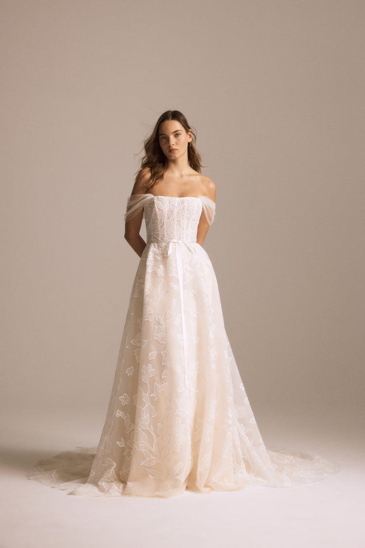 Calypso, dress from Collection Bridal by Nouvelle Amsale, Fabric: floral-embroidered-tulle