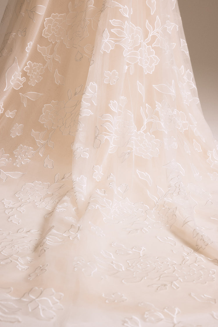 Calypso, dress from Collection Bridal by Nouvelle Amsale, Fabric: floral-embroidered-tulle