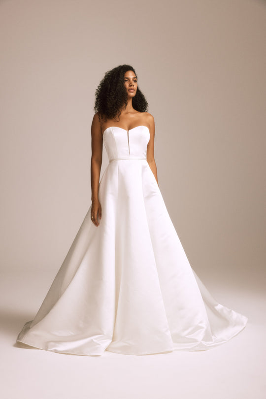 Now and Always White Beaded Embroidered Strapless Gown