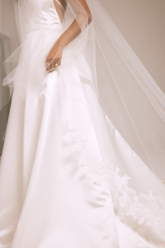 Embroidered Lace Blusher Veil, $950, accessory from Collection Accessories by Nouvelle Amsale