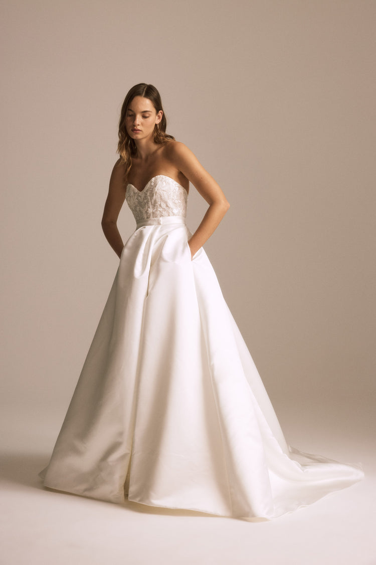 Image number 0: Duchess Satin Overskirt, side view