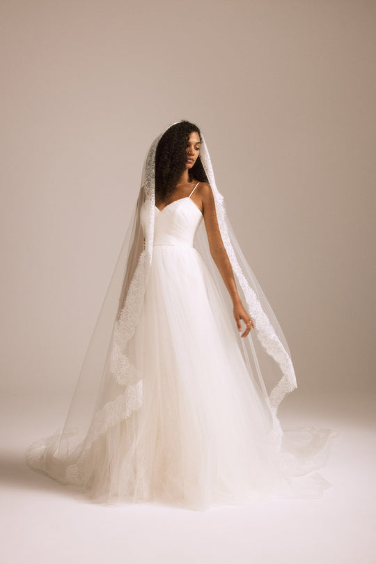 Chantilly Lace Veil, $500, accessory from Collection Accessories by Nouvelle Amsale