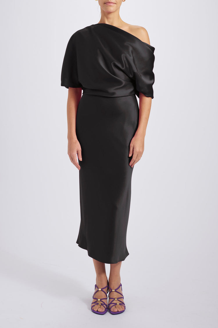 The Slouch Slim Midi Dress, dress from Collection Evening by Amsale, Fabric: fluid-satin