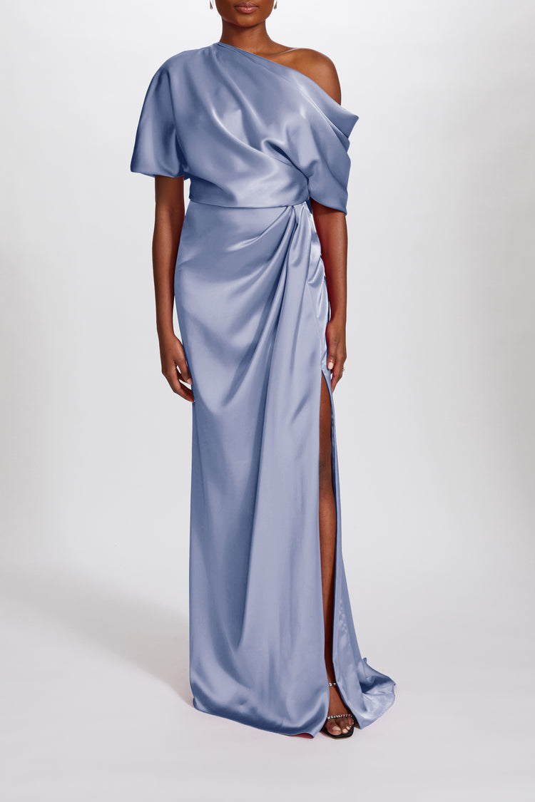 Fluid Satin Off-the-Shoulder Gown, dress from Collection Evening by Amsale, Fabric: fluid-satin