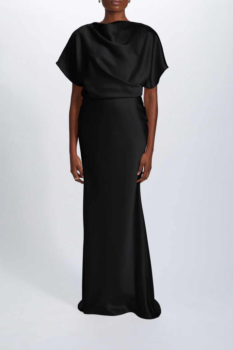 Fluid Satin Draped Gown, dress from Collection Evening by Amsale, Fabric: fluid-satin