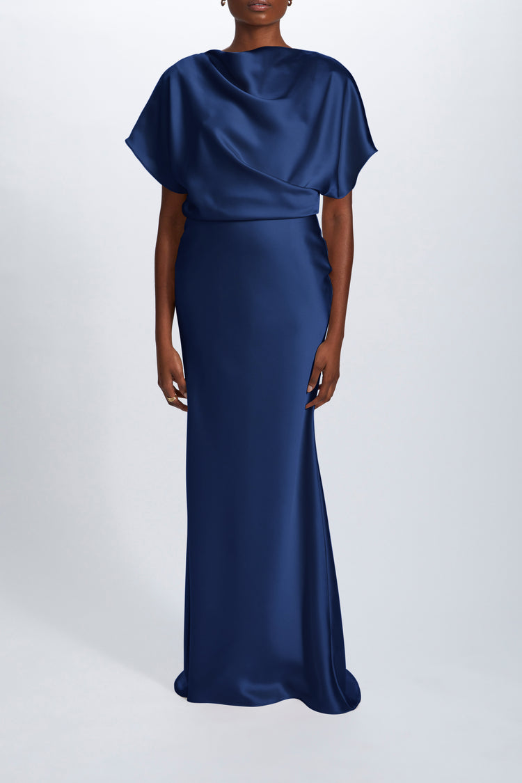 Fluid Satin Draped Gown, dress from Collection Evening by Amsale, Fabric: fluid-satin
