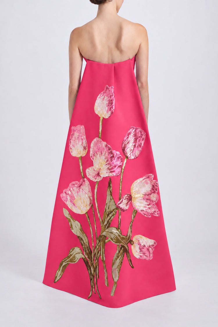 Image number 5: Sequin Appliqué Column Dress in Cerise, back view