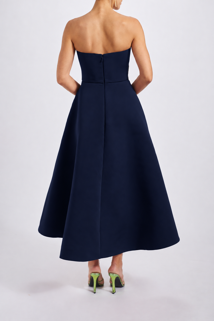 Image number 8: Sequin Appliqué Midi Dress in Navy, back view