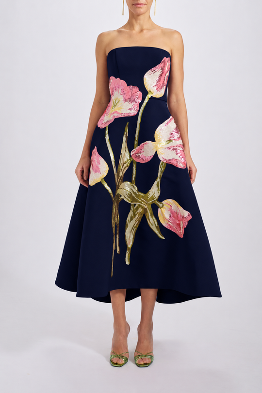 Sequin Appliqué Midi Dress - alternate view