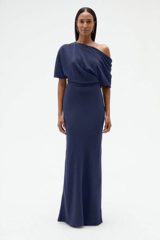 Technical Crepe Slouch Dress, $895, dress from Collection Evening by Amsale