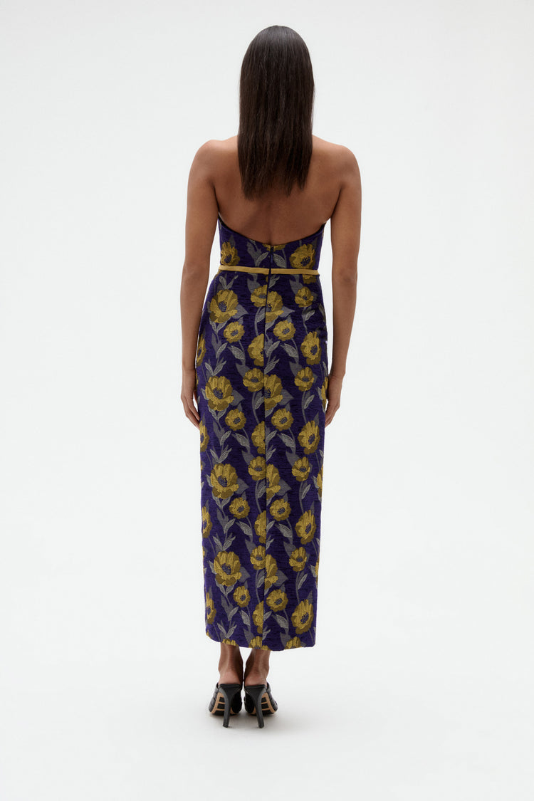 Image number 5: Floral Brocade Column Dress, back view