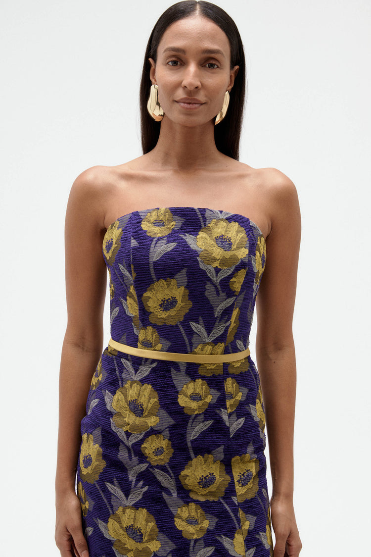 Image number 4: Floral Brocade Column Dress, view 5