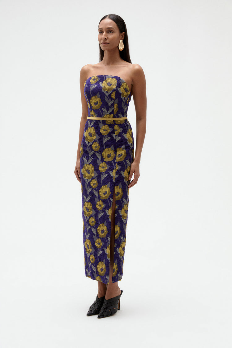 Image number 3: Floral Brocade Column Dress, side view