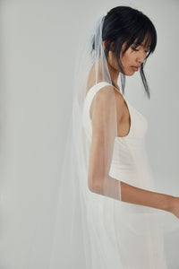 R293U - Cathedral length veil with rose lace