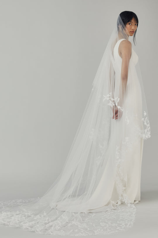 Sakura Blossoms Butterfly Veil, $695, accessory from Collection Accessories by Nouvelle Amsale, Fabric: tulle