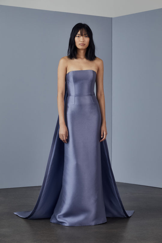 P371M - Mikado strapless gown - French-Blue - alternate view