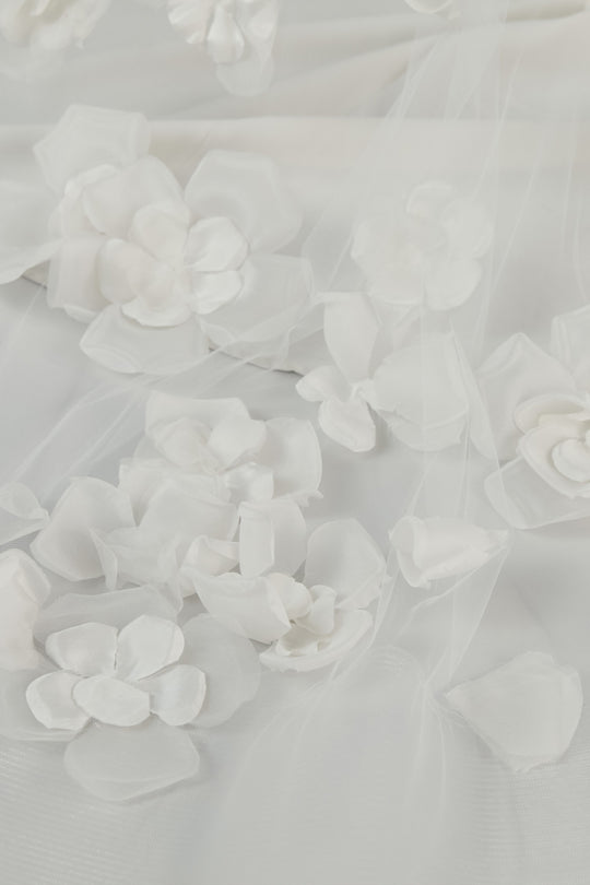 Cathedral Length Veil with Petals, $880, accessory from Collection Accessories by Amsale, Fabric: tulle