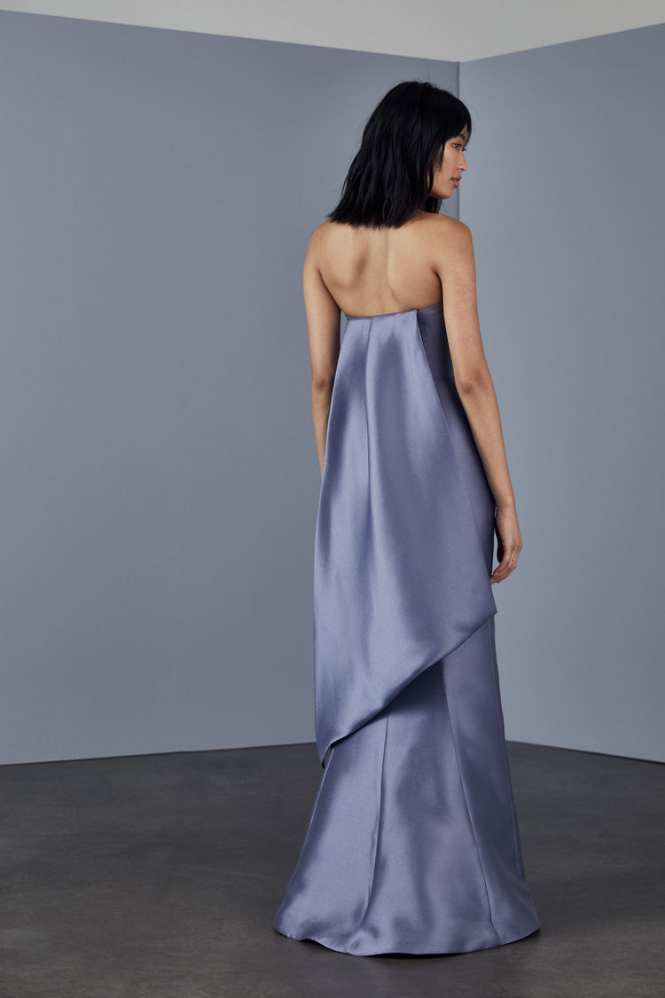 Image number 4: P371M - Mikado strapless gown - Smoke, back view